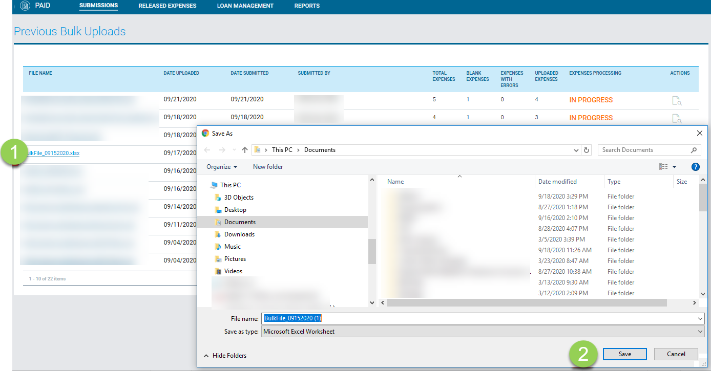 Previous Bulk Uploads